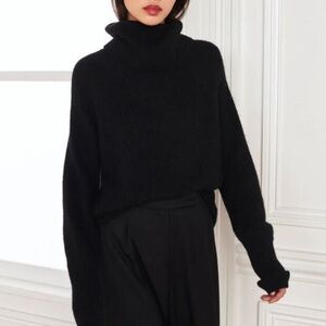 Quince Alpaca Wool blend Black Turtleneck Sweater XS